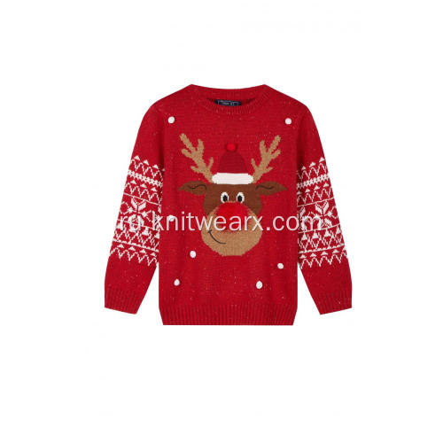 Девушка вязаный уродливый забавный олень рождественский пуловер